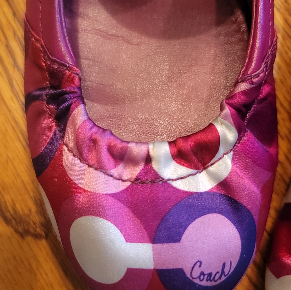 Coach CC Signature Pink Purple White Leather Fabric Ballet Flat… - Picture 4 of 8